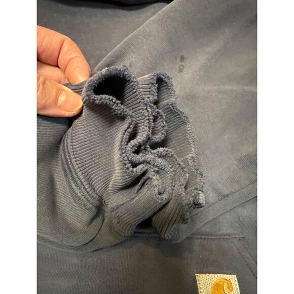 Carhartt Mens XL Navy Hoodie Thick Sweatshirt 80% Cotton 20% Polyester Flawed - Picture 6 of 8